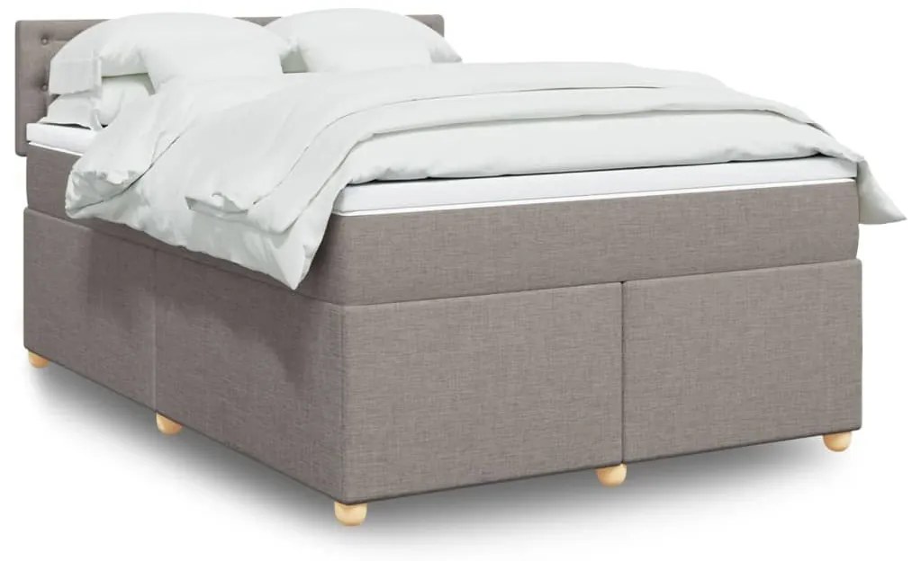 Κρεβάτι Boxspring με Στρώμα Taupe 140x200 εκ. Υφασμάτινο - Μπεζ-Γκρι