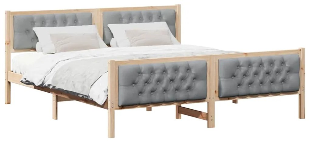 vidaXL Σκελετός Κρεβατιού με κεφαλάρι Ανοιχτό γκρι 160 x 200 cm