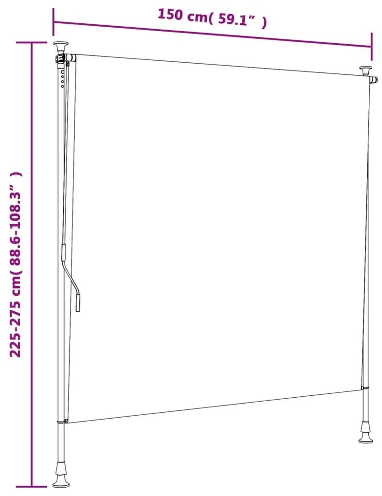 Στόρι Σκίασης Ρόλερ Εξ.Χώρου Μπλε/Λευκό 150x270εκ Ύφασμα/Ατσάλι - Μπλε