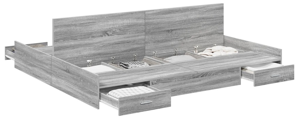 vidaXL Κρεβάτι με αποθηκευτικό χώρο Γκρι sonoma 200 x 200 cm