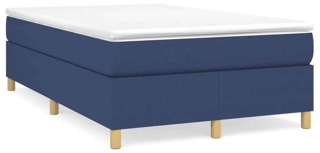 Κρεβάτι Boxspring με Στρώμα Μπλε 120x190 εκ. Υφασμάτινο