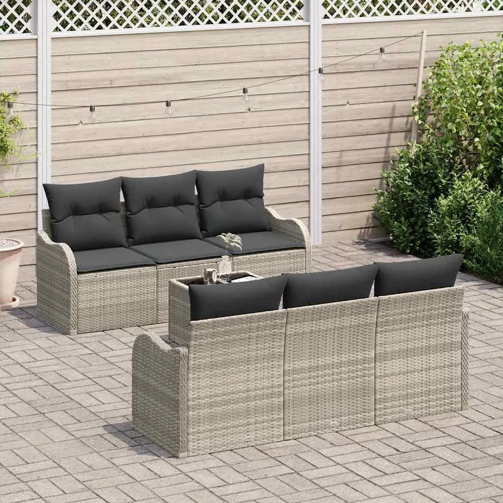 vidaXL Σετ Καναπέ Κήπου 7 pcs Ανοιχτό γκρι 55 x 55 x 37 εκ Πολυ ράταν