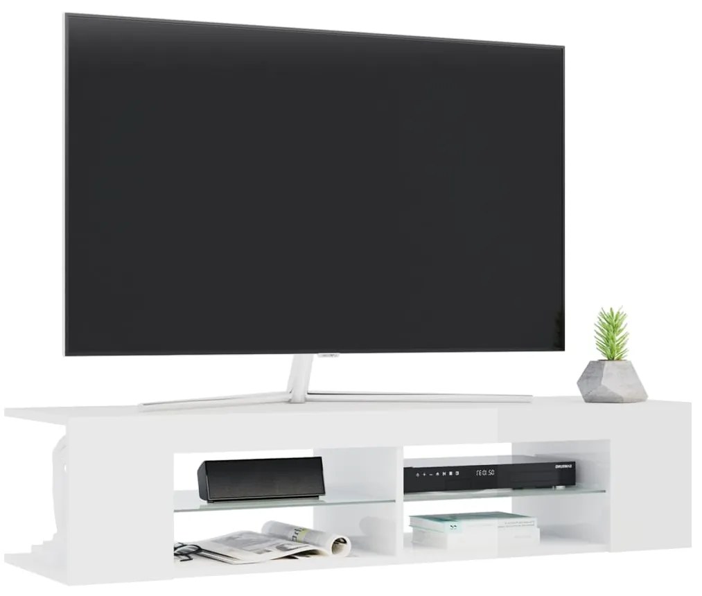 vidaXL Έπιπλο Τηλεόρασης με LED Γυαλιστερό Λευκό 135x39x30 εκ.