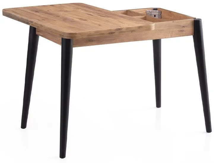 Τραπέζι Dolunay Megapap επεκτεινόμενο χρώμα atlantic pine - μαύρο 100x60(120x100)x79,5εκ.