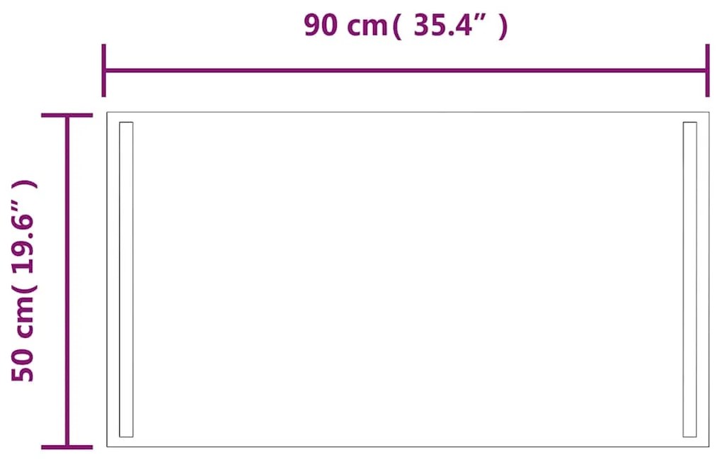 vidaXL Καθρέφτης Μπάνιου με LED 90x50 εκ.