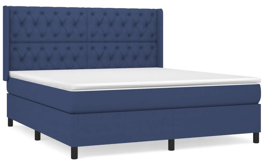 vidaXL Κρεβάτι Boxspring με Στρώμα Μπλε 160x200 εκ. Υφασμάτινο