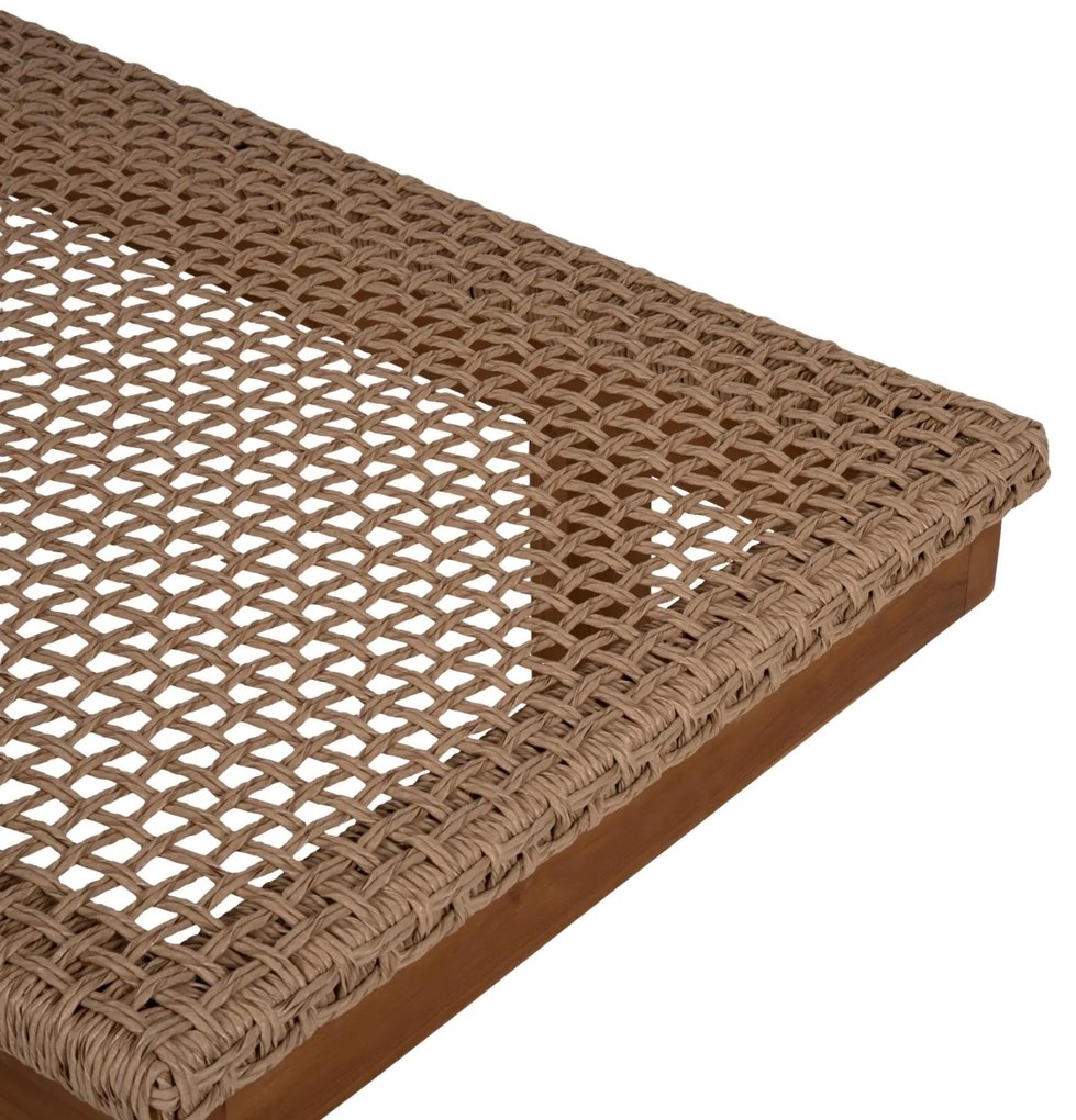 ΞΑΠΛΩΣΤΡΑ PATRON  TEAK ΞΥΛΟ ΚΑΙ ΣΧΟΙΝΙ VIRO ΣΕ ΠΛΕΞΗ WICKER 191x65x86Yεκ.