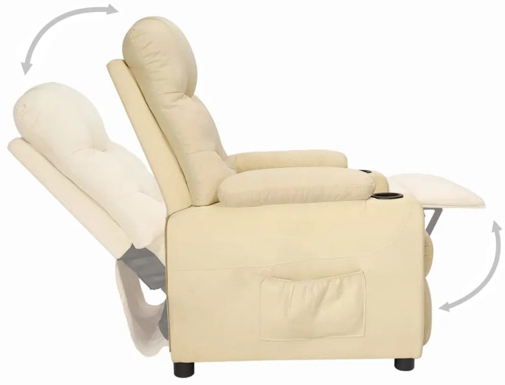 vidaXL Πολυθρόνα με Ανύψωση Κρεμ Υφασμάτινη