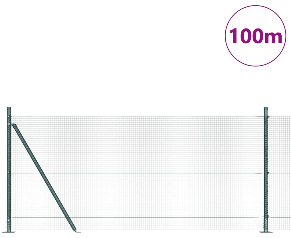 vidaXL Φράκτης  με 13 Φλάντζες Πράσινος 0.8x100 μ Μέταλλο