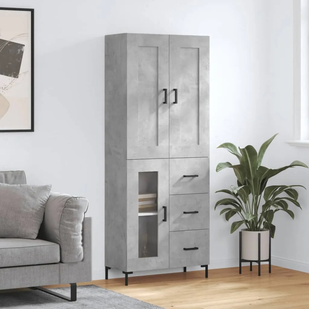 vidaXL Ντουλάπι Γκρι Σκυροδέματος 69,5x34x180 εκ. Επεξεργασμένο Ξύλο