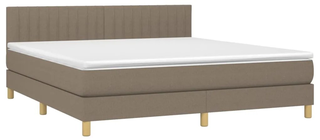 Κρεβάτι Boxspring με Στρώμα & LED Taupe 180x200 εκ. Υφασμάτινο 3133897
