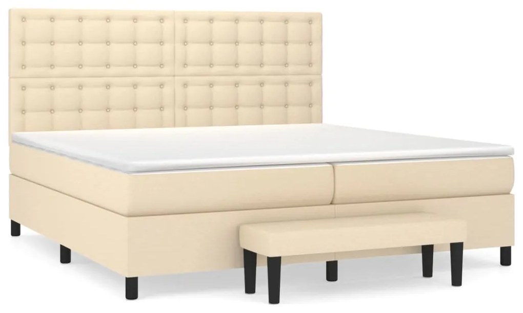 ΚΡΕΒΑΤΙ BOXSPRING ΜΕ ΣΤΡΩΜΑ ΚΡΕΜ 200X200 ΕΚ. ΥΦΑΣΜΑΤΙΝΟ 3136946