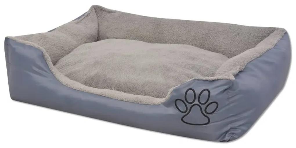 vidaXL Κρεβάτι Σκύλου με Επενδυμένο Μαξιλάρι Γκρι L