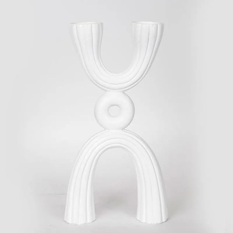 Κηροπήγιο 2 Θέσεων 752-26014 17x5,5x32,5cm White Estheti Home Πολυρεσίνη