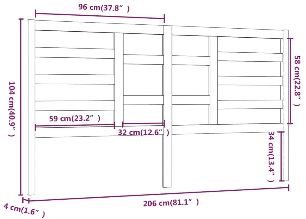 Κεφαλάρι Κρεβατιού 206 x 4 x 104 εκ. από Μασίφ Ξύλο Πεύκου - Καφέ