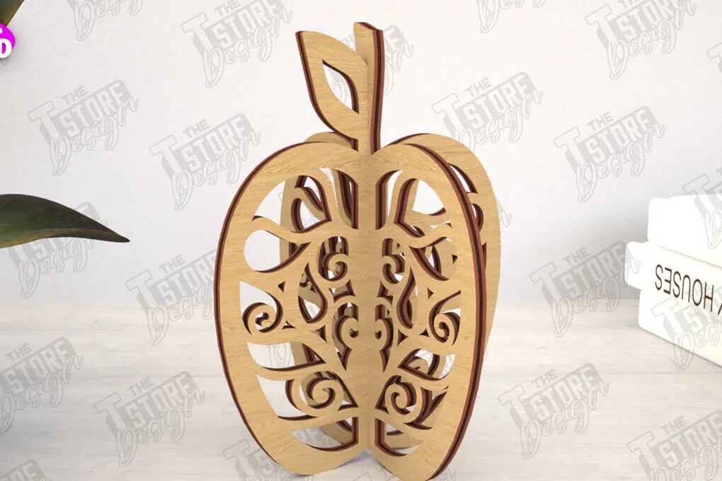 Intra απο ξύλο plywood 3mm-4mm πάχος 3D  Decor | Σχήμα μήλου |Διακόσμηση σπιτιού Δίασταση 30x20 cm INTRAFABR-113991995