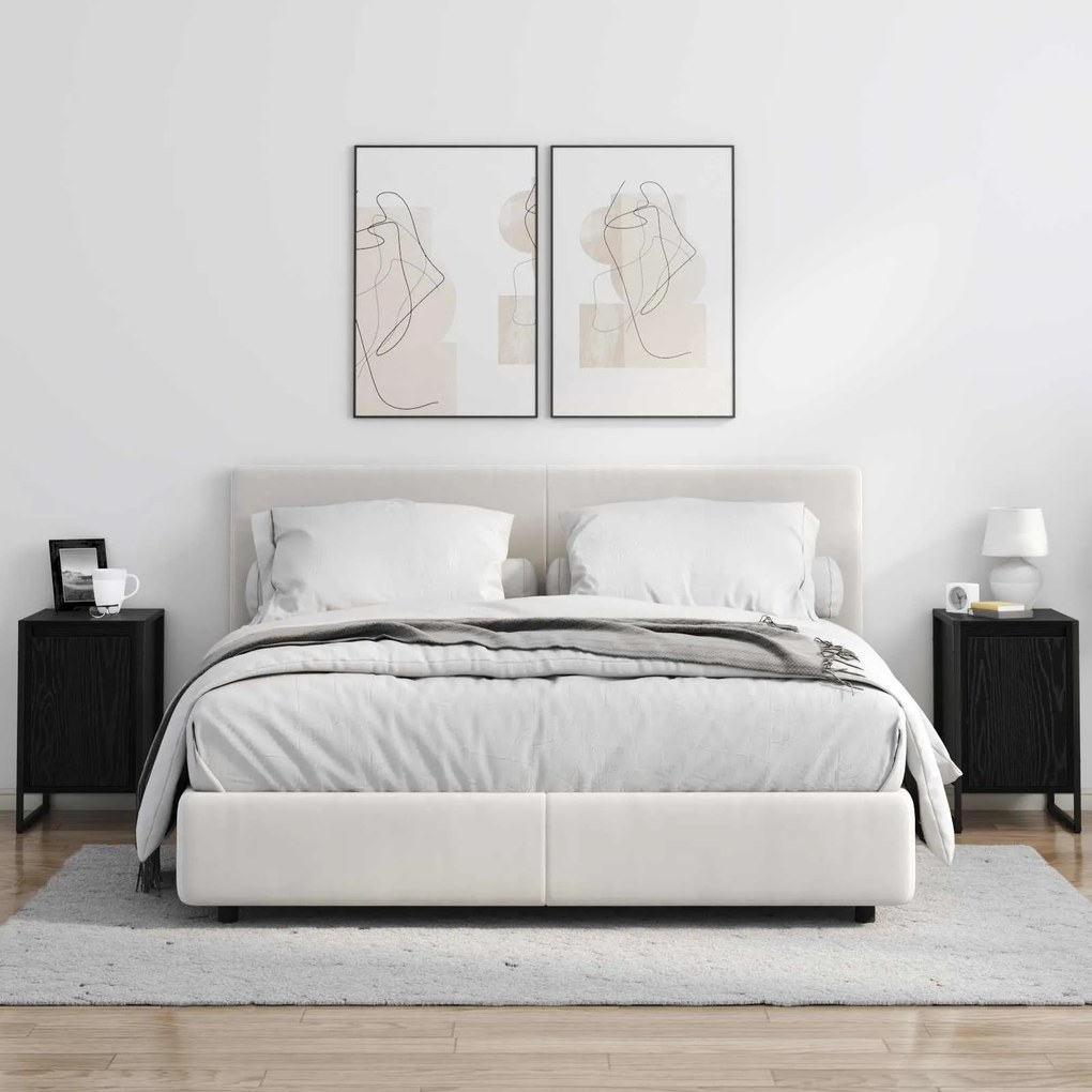 vidaXL Κομοδίνο 2 pcs Μαύρη Οξυά 39,5 x 30 x 50 εκ Επεξεργασμένο ξύλο