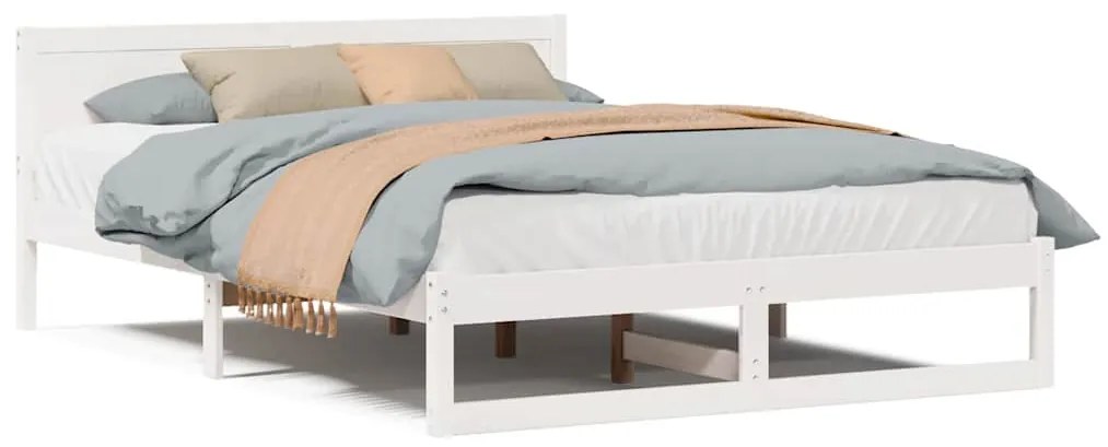 vidaXL Σκελετός Κρεβατιού Λευκό 140 x 200 cm Μασίφ ξύλο πεύκου