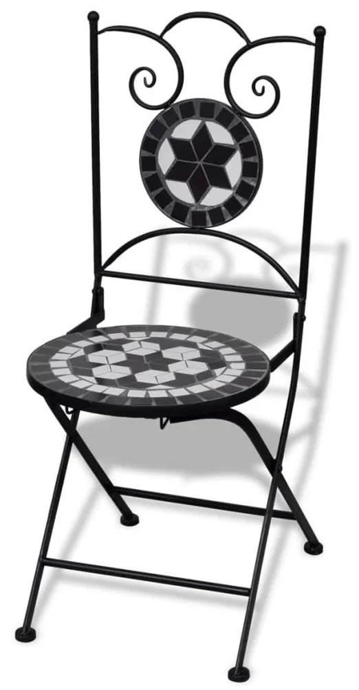 Καρέκλες Bistro Πτυσσόμενες 2 τεμ. Μαύρο / Λευκό Κεραμικές - Πολύχρωμο