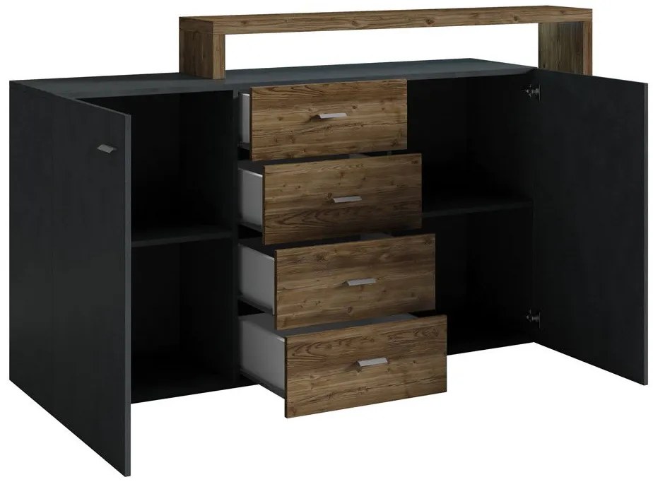 Μπουφές Bron Plus-Φυσικό σκούρο-Ανθρακί