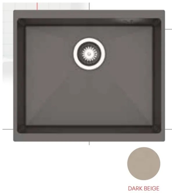 Pyramis Ithaka 1B Υποκαθήμενος Νεροχύτης από Συνθετικό Γρανίτη 50x40cm Dark Beige