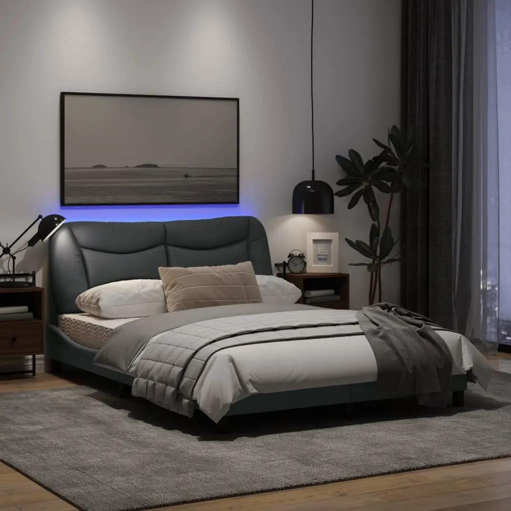 Πλαίσιο Κρεβατιού με LED Ανοιχτό Γκρι 140x200 εκ. Υφασμάτινο - Γκρι