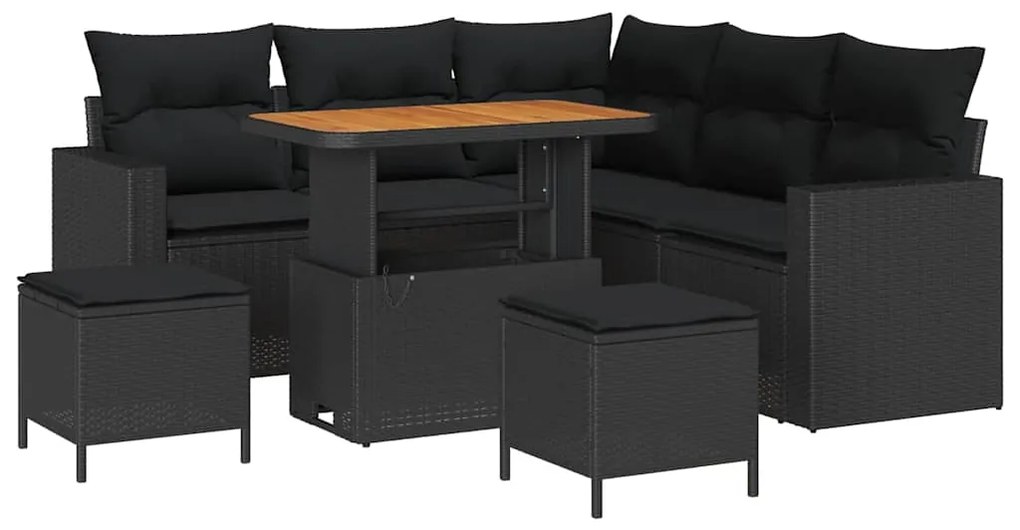 vidaXL Σετ Καναπέ Κήπου 8 pcs Μαύρο συνθετικό ρατάν
