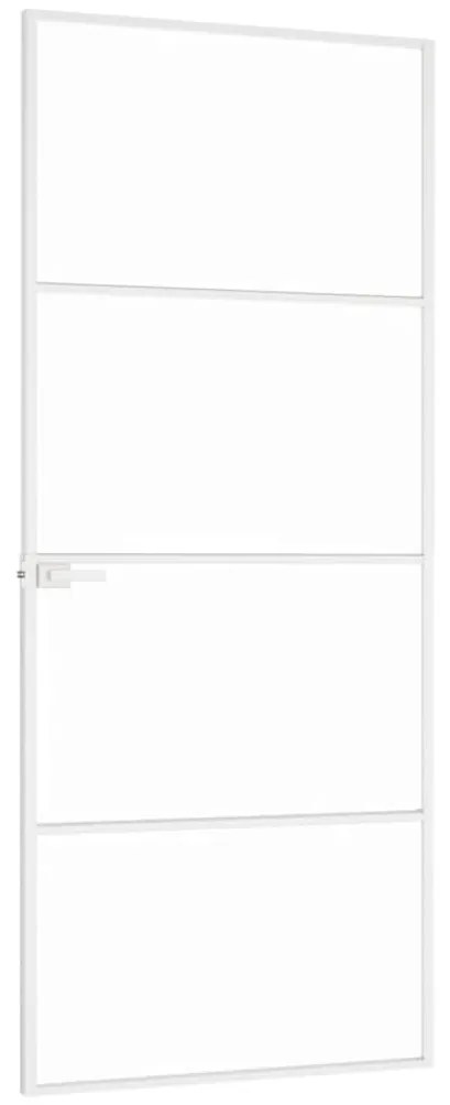 vidaXL Εσωτερική Πόρτα Λευκή 83x201,5 εκ. Ψημένο Γυαλί&Λεπτό Αλουμίνιο