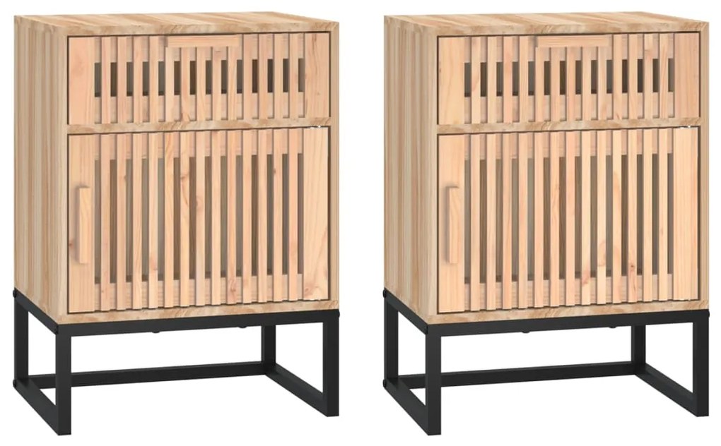 vidaXL Κομοδίνα 2 τεμ. 40x30x55,5 εκ Επεξεργασμένο Ξύλο &amp; Σίδερο