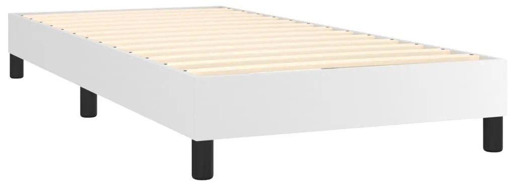 Κρεβάτι Boxspring με Στρώμα &amp; LED Λευκό 80x200 εκ. Συνθ. Δέρμα - Λευκό