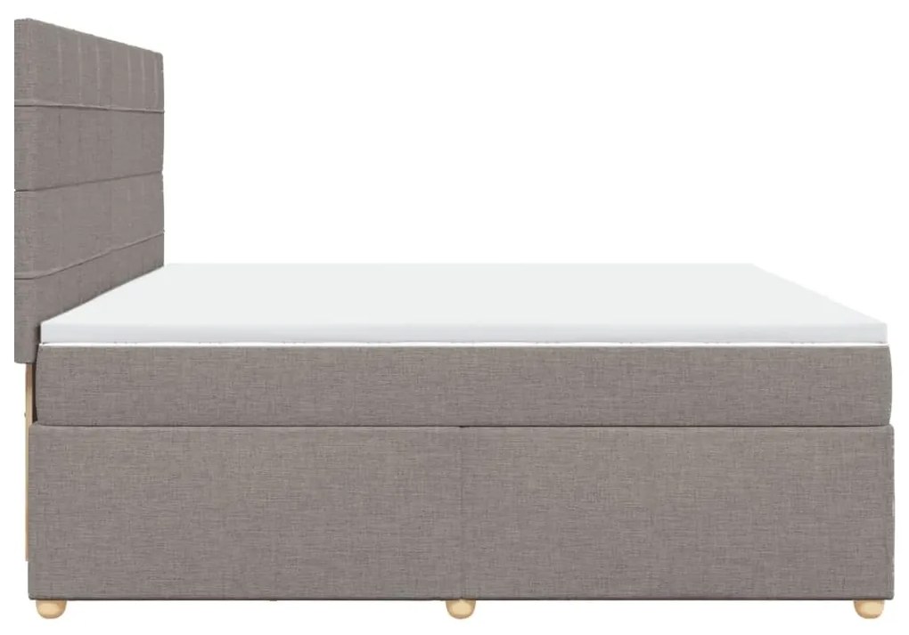 Κρεβάτι Boxspring με Στρώμα Taupe 200x200 εκ. Υφασμάτινο - Μπεζ-Γκρι