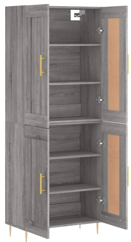 vidaXL Ντουλάπι Γκρι Sonoma 69,5 x 34 x 180 εκ. Επεξεργασμένο Ξύλο
