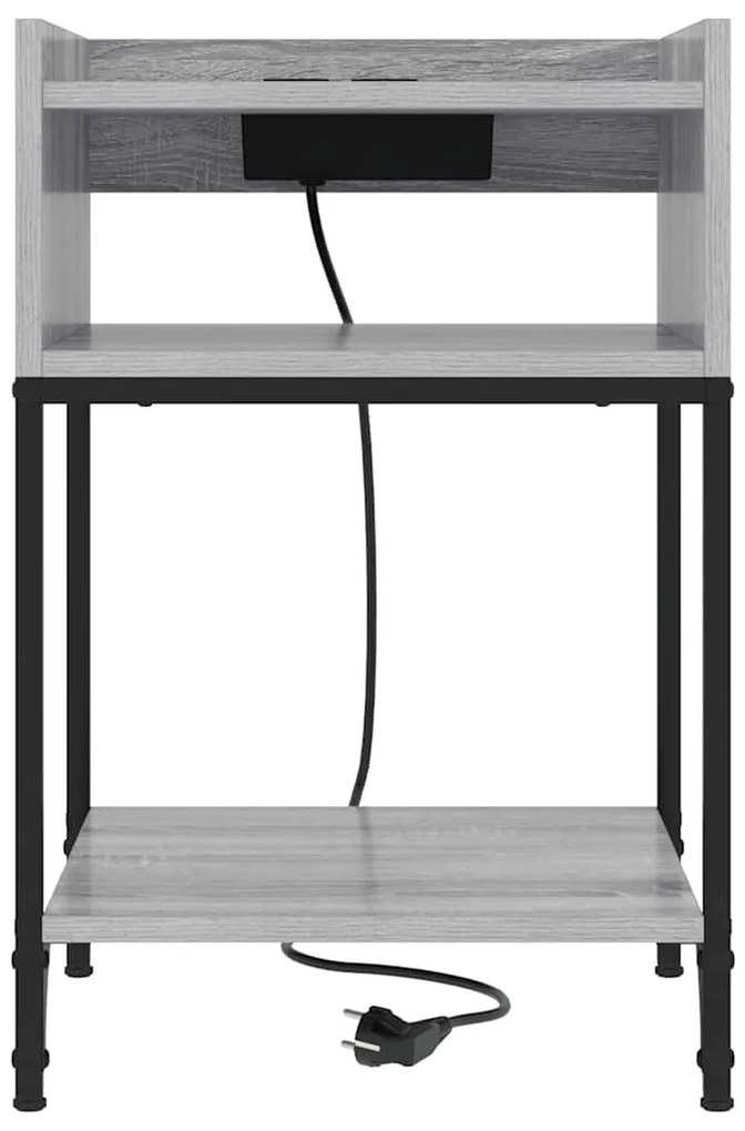 vidaXL Κομοδίνο 2 pcs Γκρίζο Σονομα 40 x 40 x 61 εκ Επεξεργασμένο ξύλο