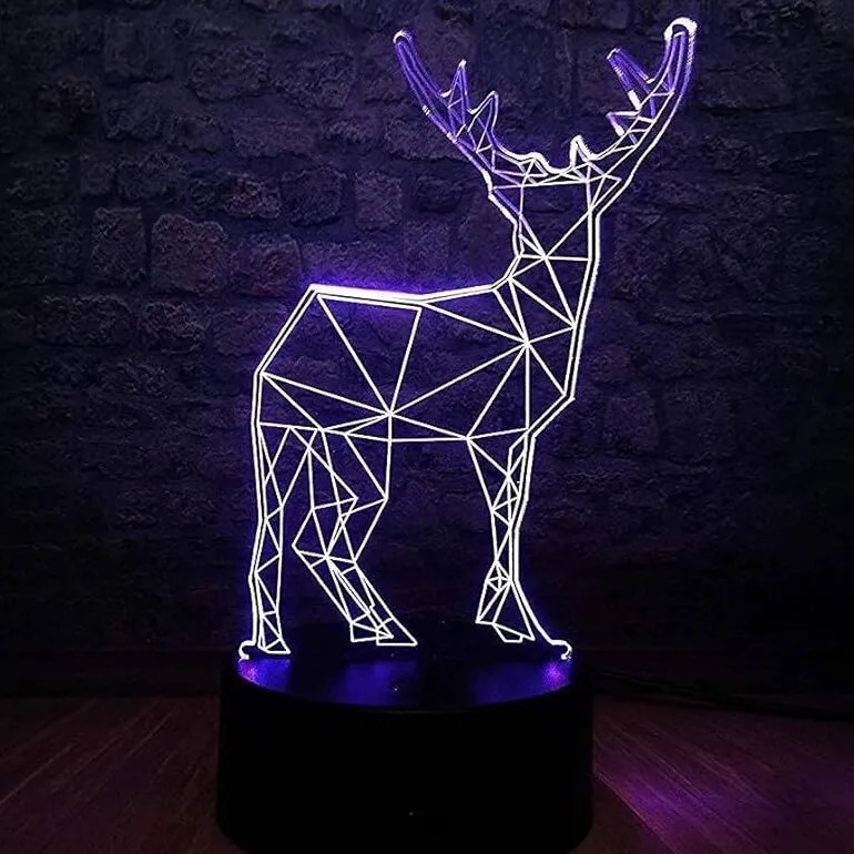 Intra απο ξύλο plywood 3mm-4mm πάχος – Γεωμετρικό φωτιστικό τάρανδος 3D Illusion για Χριστουγεννιάτικα στολίδια 30x35 cm INTRAVECTRY-MY542260