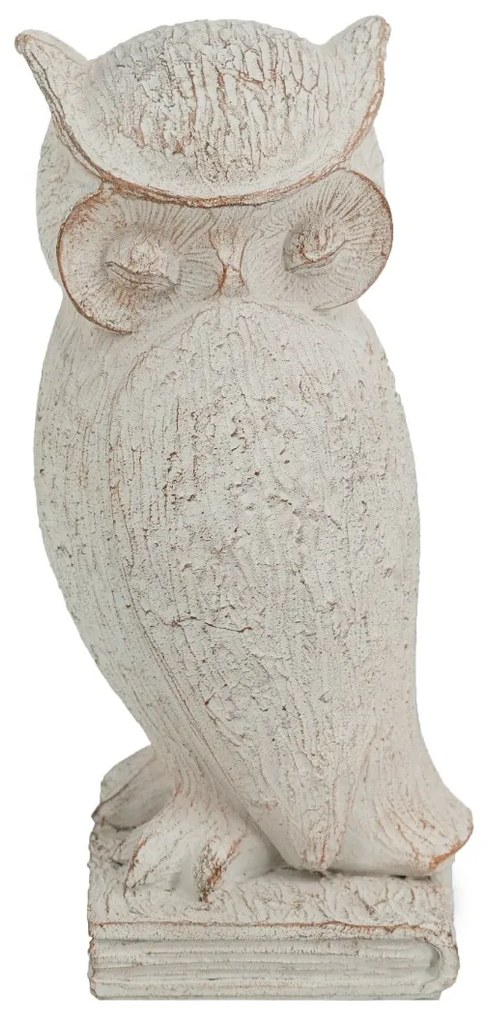 Artekko Owl Διακοσμητική Κουκουβάγια Ρητίνη Λευκή Πατίνα (10.5x9.5x20)cm