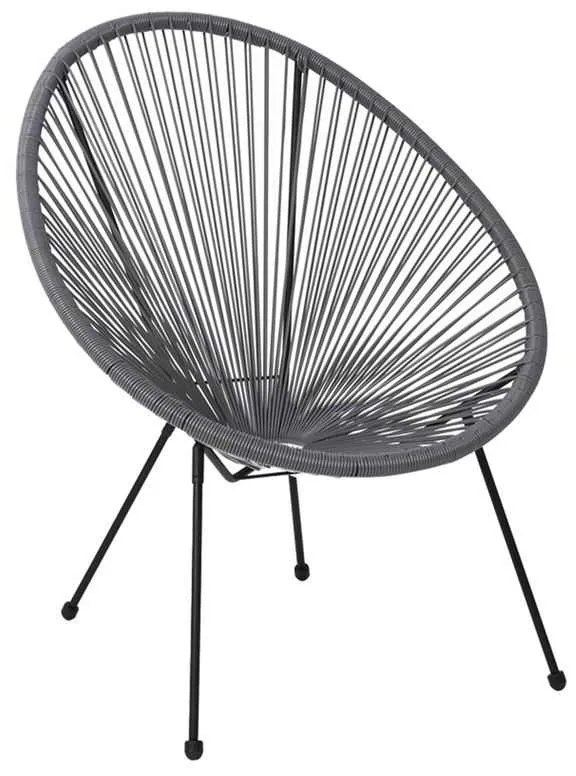 Πολυθρόνα Μεταλική Μαύρη, ACAPULCO Plastic Rattan Γκρι 73x76x89cm