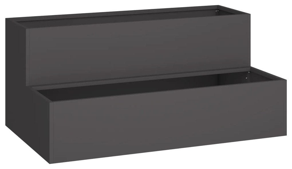 vidaXL Κήπος Πλάστης - 2 επίπεδα, μαύρο ατσάλι, 100 x 60 x 45 εκ.