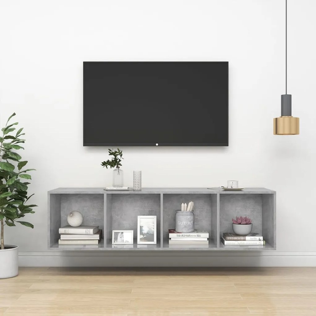 vidaXL Έπιπλο Τηλεόρασης Κρεμαστό Γκρι Σκυρ. 37x37x142,5εκ Επεξ. Ξύλο