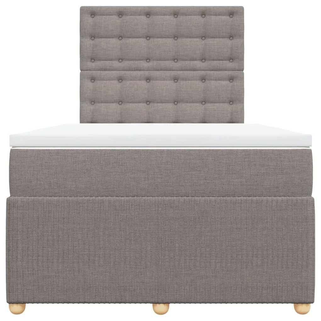 vidaXL Κρεβάτι Boxspring με Στρώμα Taupe 120x190 εκ. Υφασμάτινο