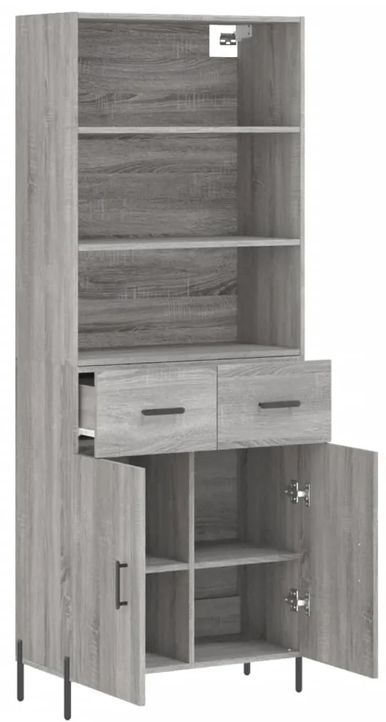 vidaXL Ντουλάπι Γκρι Sonoma 69,5 x 34 x 180 εκ. Επεξεργασμένο Ξύλο