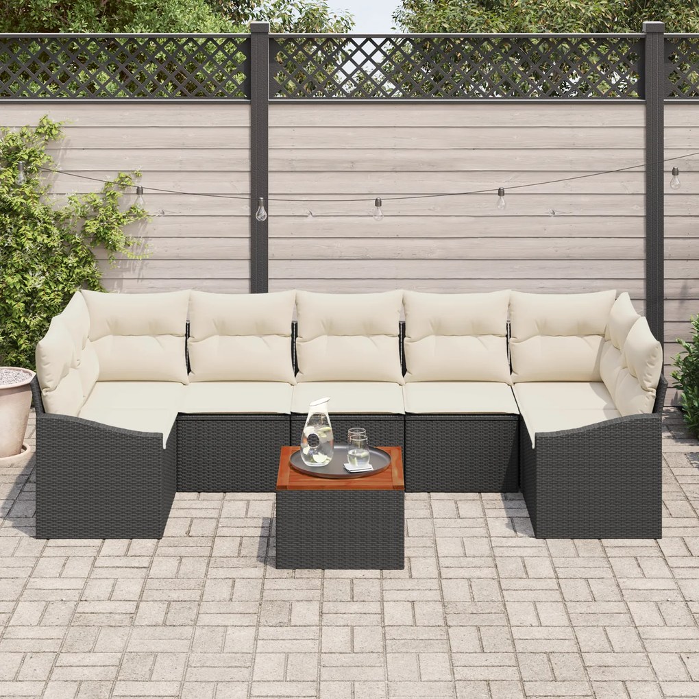 vidaXL Σετ Καναπέ Κήπου 8 pcs Μαύρος, λευκός 55 x 55 x 37 εκ