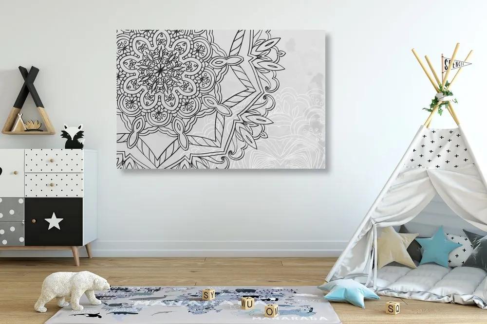Εικόνα Mandala σε χειμερινό μοτίβο σε μαύρο & άσπρο - 60x40