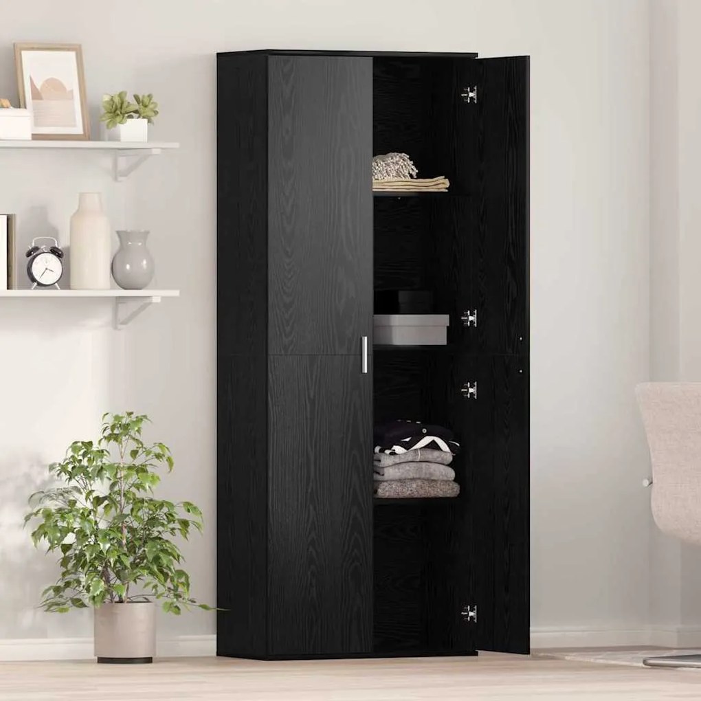 vidaXL Υψηλόμπαρο Μαύρη δρυς 70 x 35 x 180 εκ. Επεξεργασμένο ξύλο