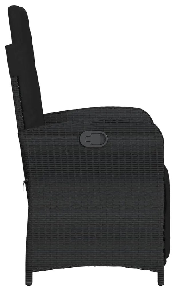 vidaXL Καρέκλες Κήπου Ανακλινόμενες 2 τεμ Μαύρο Συνθ. Ρατάν &amp; Υποπόδιο