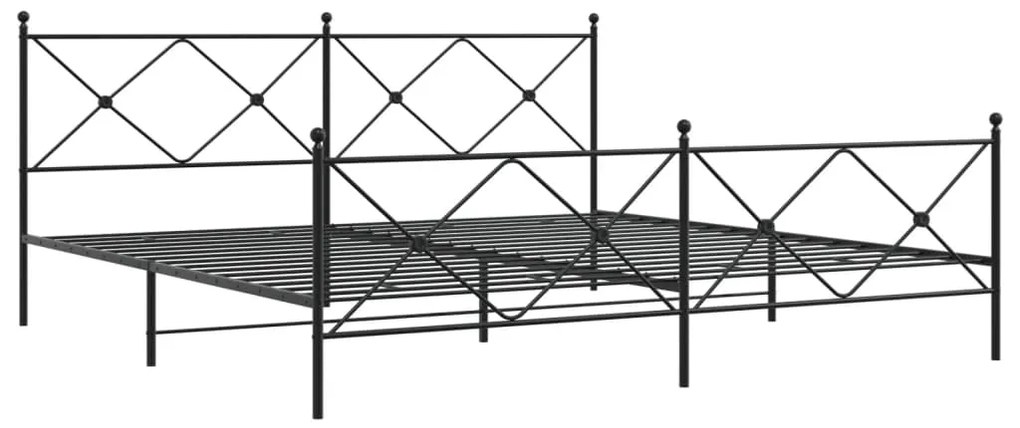 vidaXL Πλαίσιο Κρεβατιού με Κεφαλάρι&Ποδαρικό Μαύρο 193x20 εκ. Μέταλλο
