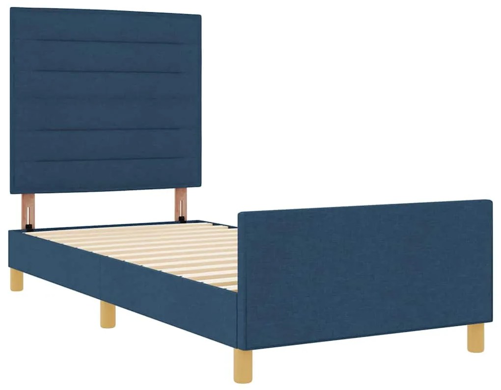 vidaXL Σκελετός Κρεβατιού με κεφαλάρι Μπλε 100 x 200 cm ύφασμα