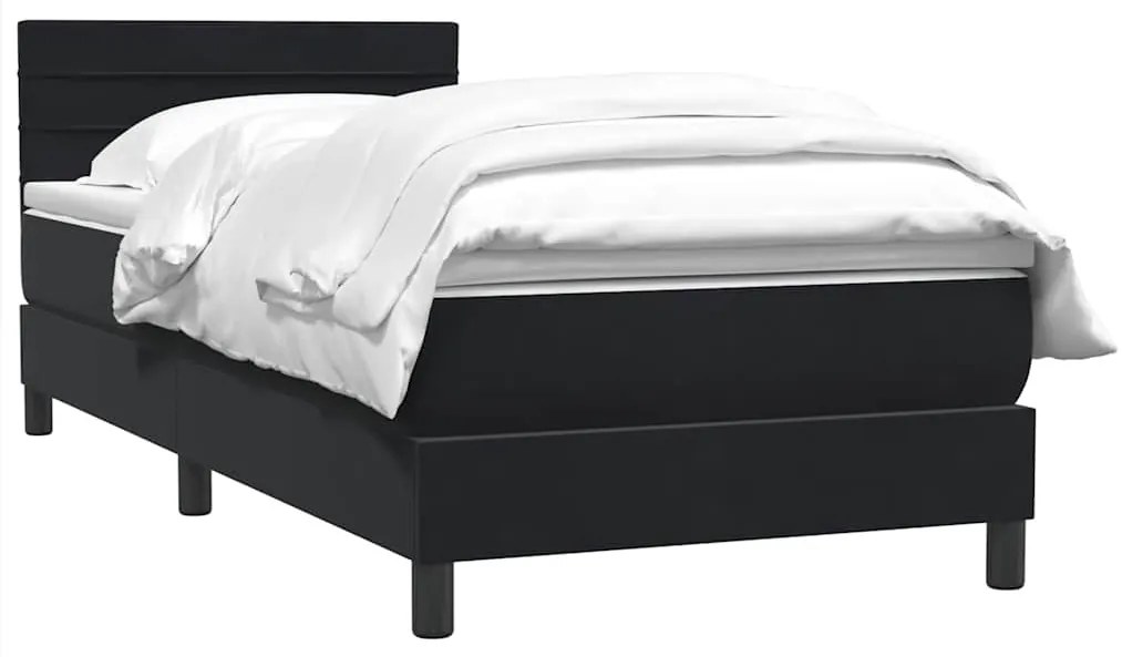 vidaXL Κρεβάτι Boxspring με Στρώμα Μαύρο 90x210 εκ. Βελούδινο