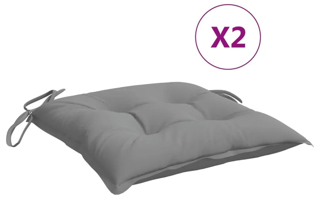 vidaXL Μαξιλάρια Καρέκλας Κήπου 2 τεμ. Γκρι 40x40x7 εκ. Υφασμάτινα