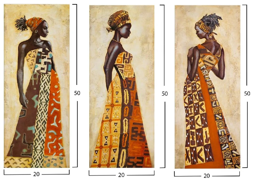 ΠΙΝΑΚΑΣ ΤΡΙΠΤΥΧΟ MDF AFRICAN STYLE WOMEN HM7204.03 60X0,3X50 εκ.