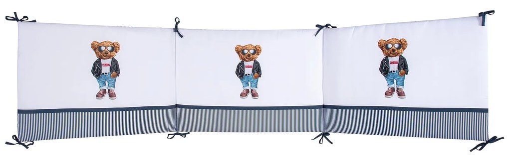 Πάντα Κούνιας Microfiber 45x195εκ. Essential Baby 8838 Λευκή-Μαύρη-Μπλε Greenwich Polo Club